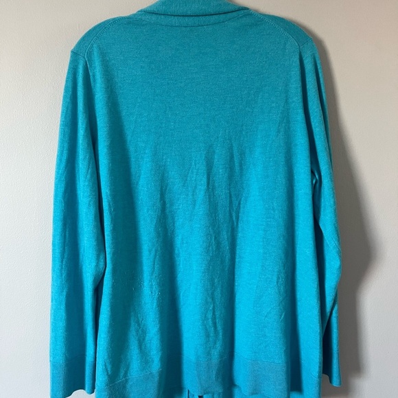 Talbots Pure Cashmere Cardigan Sweater Aqua Blue XL - Picture 5 of 5